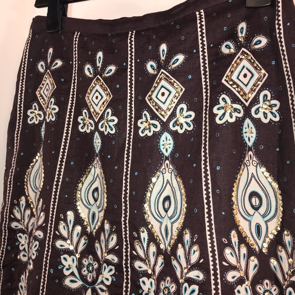 Linen Sequin Skirt by Carol Little - Picture 7 of 12